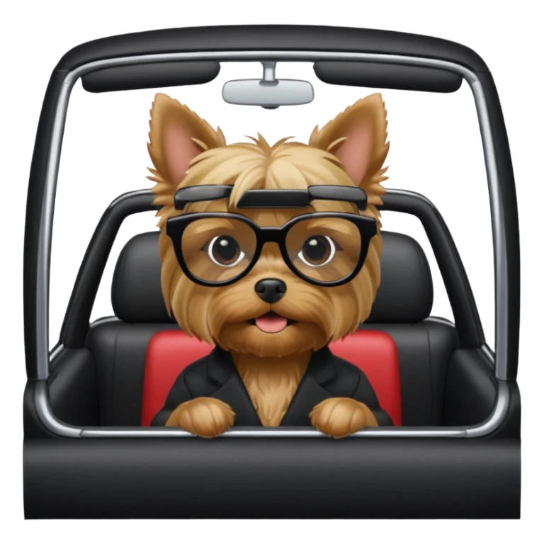 Yorkshire Terrier with black glasses in the car sticker