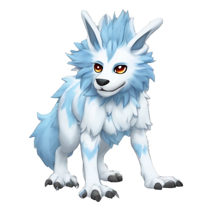 Cute Protogen-vernid-sergal-wickerbeast-fantasy-animal-fursona griffsnuff & LiLaiRa & Falvie full body white and light blue fur with white outline sticker