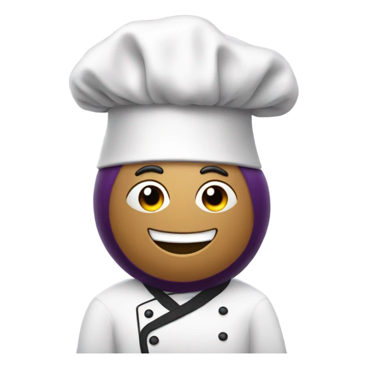 Eggplant with chef’s apron and hat on sticker