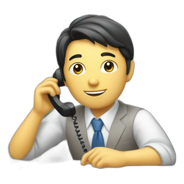 A Japanese office worker answering a phone call and taking notes sticker