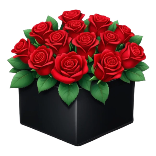Velvet black box of red roses sticker