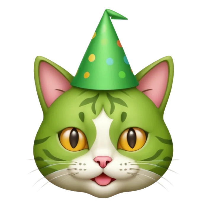 green cat full boy  with party hats sticker