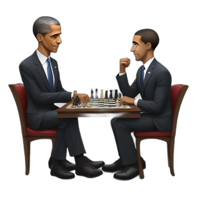 Barack Obama playing chess against Mohamed Salah sticker