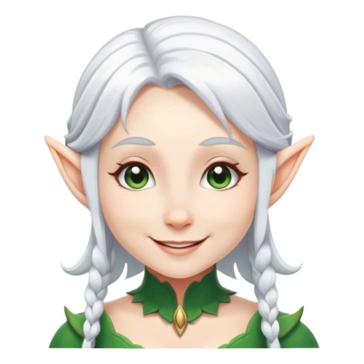 Busty elf with white hair and short ears smiling sticker
