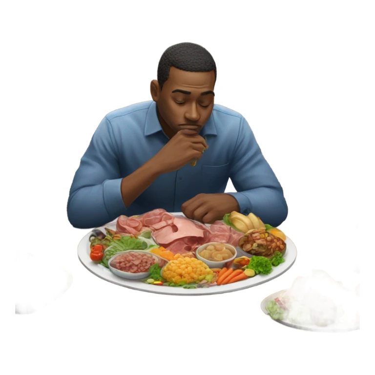 man eating a platter of food sticker