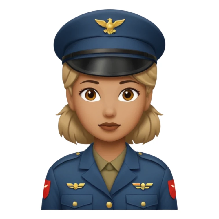 female soldier different hair style sticker
