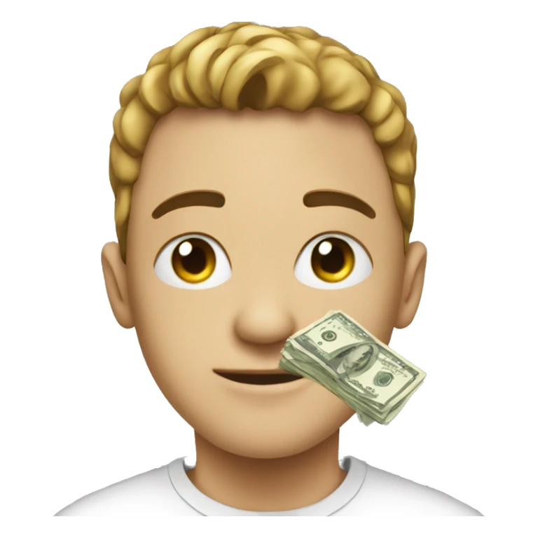 A student with t shirt white and broken money sticker