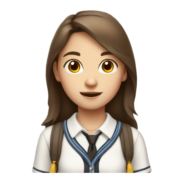 Cute girl in school uniform brown hair  sticker