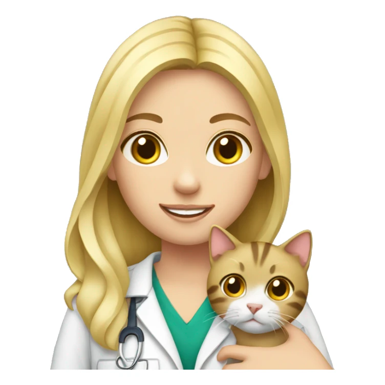 Vet blond girl holding cat sticker