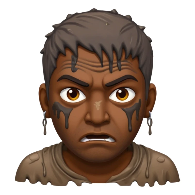 Indian man covered in dirty chunky mud angry sticker