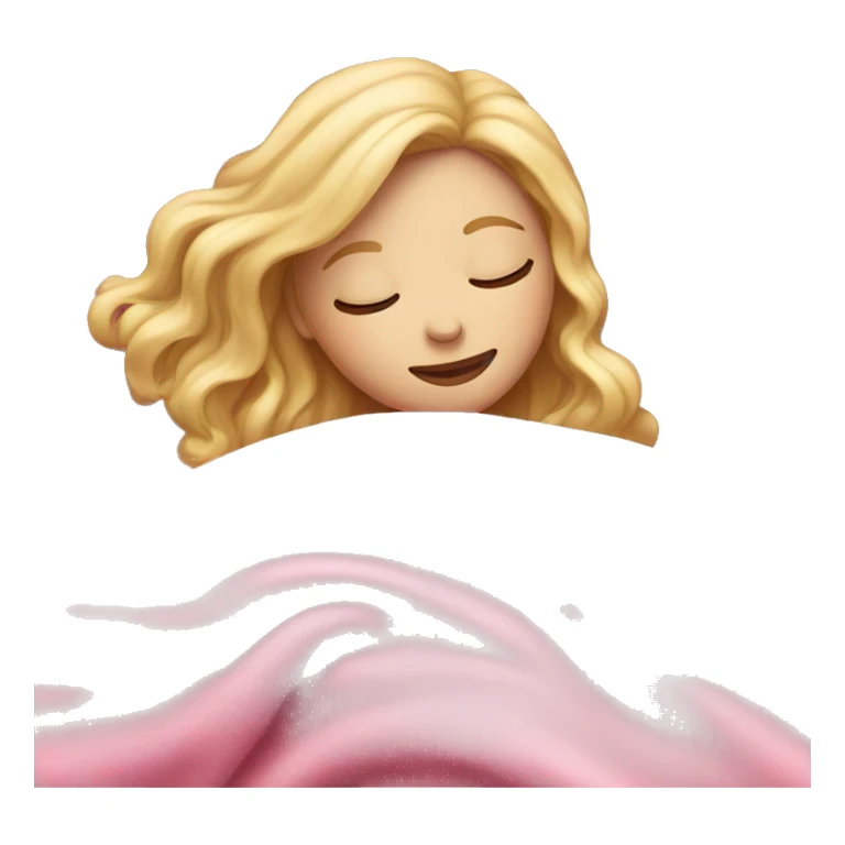 blonde girl sleeping on side with pink blanket sticker