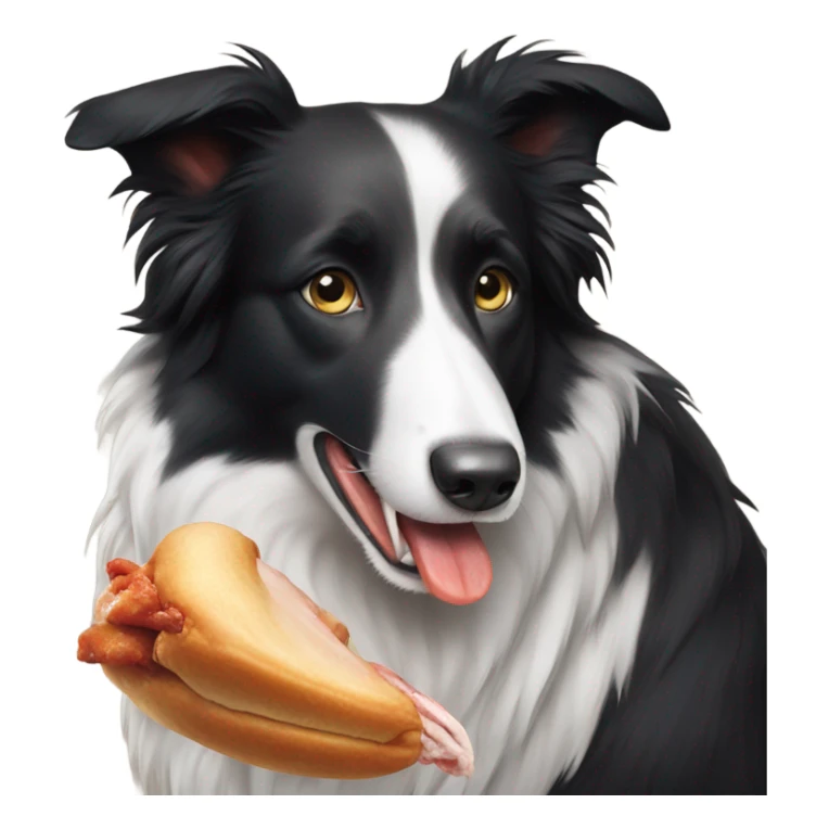 A border collie eating a chicken that is dead  sticker