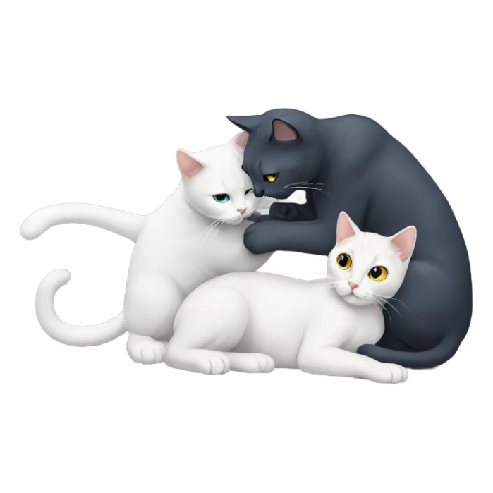Two cats wrestling one cat Bombay other cat Russian blue sticker