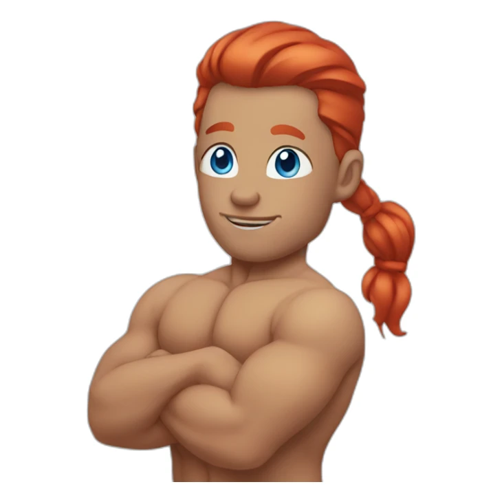 Yoga bodybuilder blue eyes slick red hair sticker