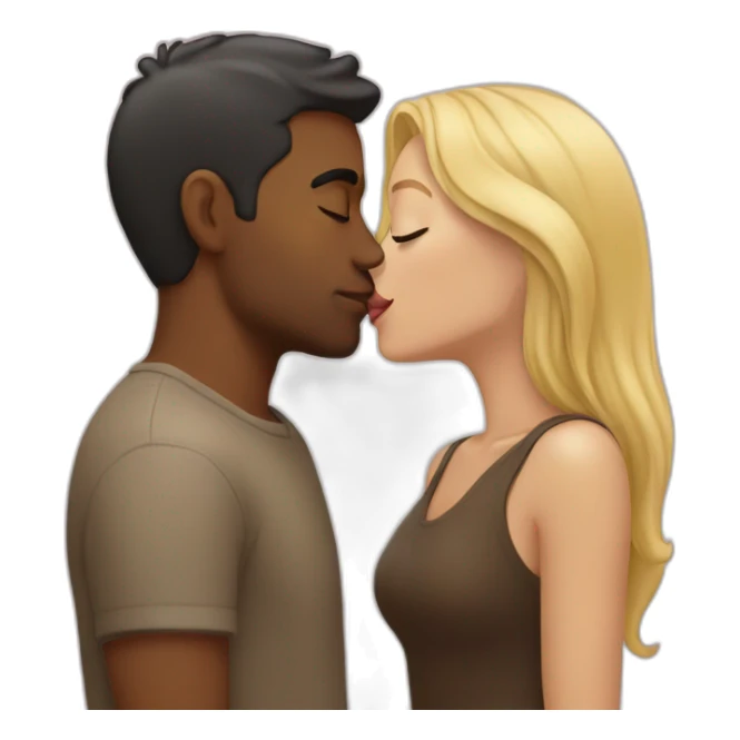 Blonde kissing brown man sticker
