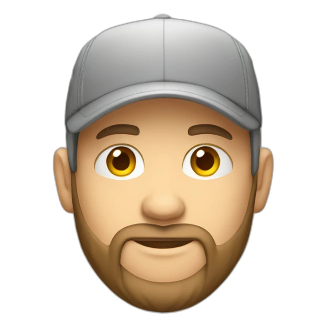 Project manager in a baseball cap, gray hoodie and short beard sticker