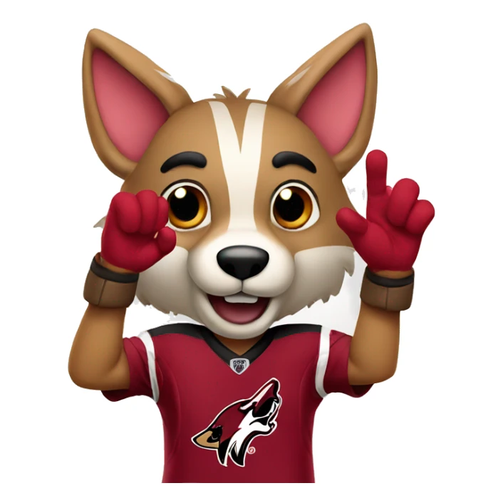 arizona coyotes mascot doing finger hearts sticker