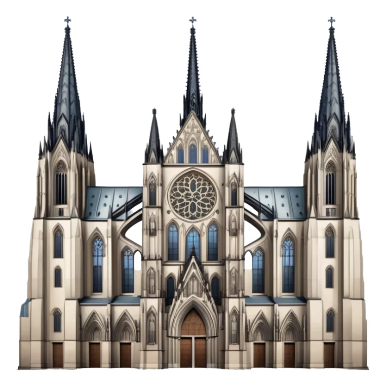 Cinematic Realistic Cologne Cathedral Landmark Emoji, showcasing Gothic architecture rendered with detailed stone textures and majestic, dynamic lighting. sticker