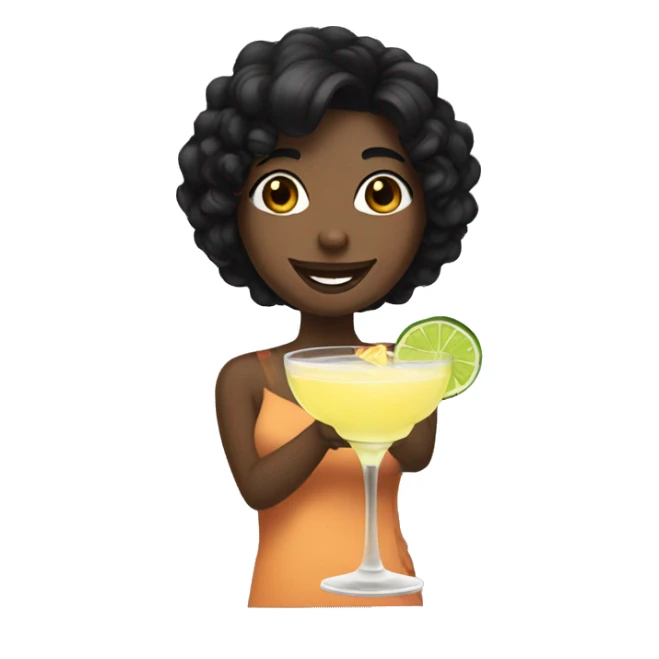 Black hair  holding margarita smiling  sticker