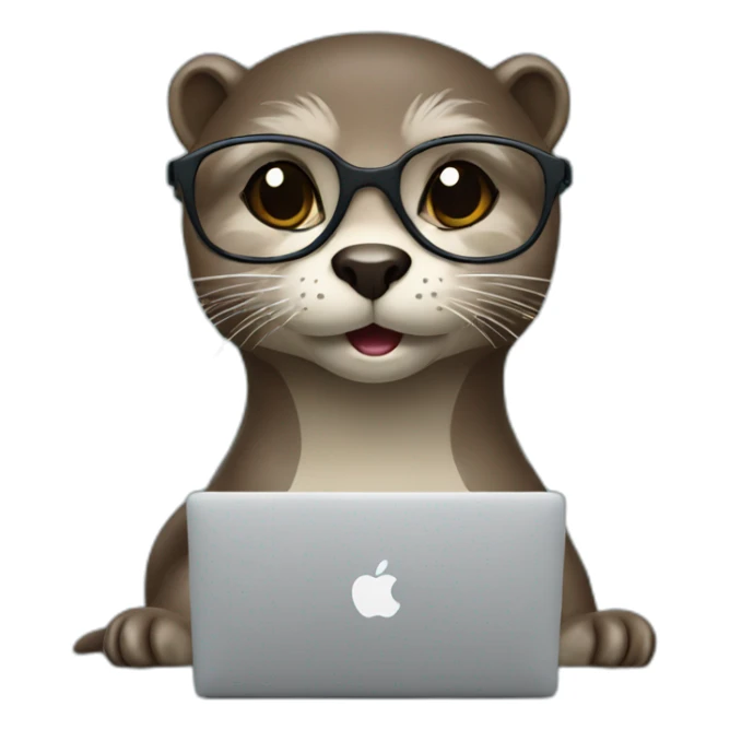 female vet otter with glasses use a macbook sticker