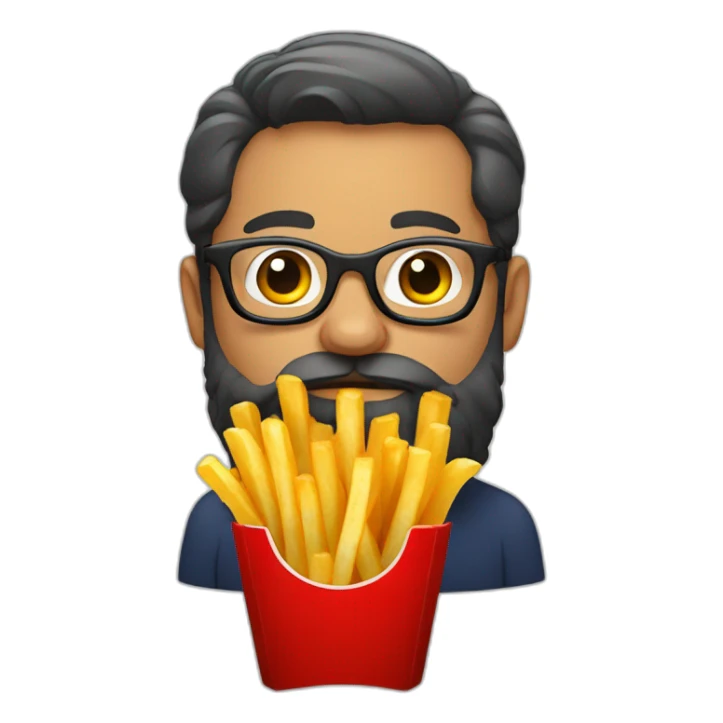 bearded man with glassed eating french fries sticker