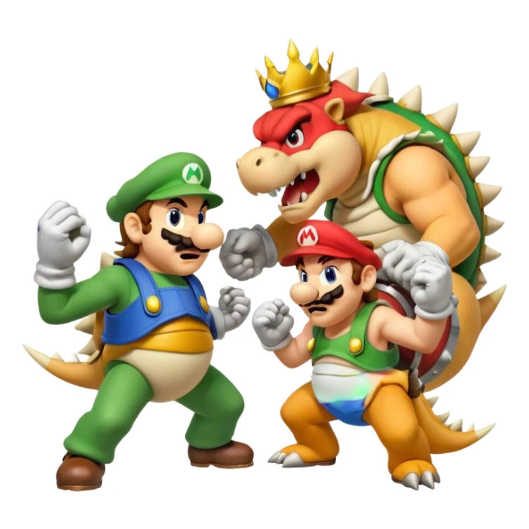 Mario and Luigi fitting bowser trying to save princess peach sticker