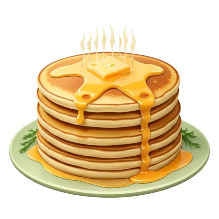Fluffy stack of sunny pancakes with melted cheese and dill on top good quality sticker