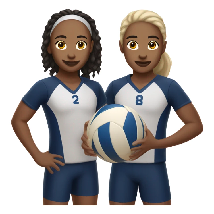 Light skin twins playing volleyball  sticker