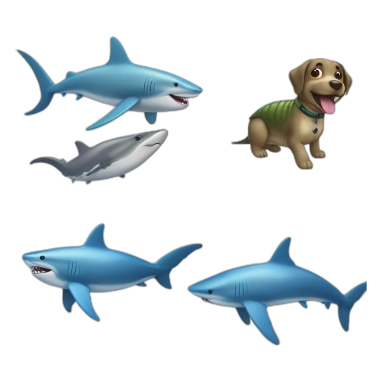 Un chien sur une tortue et sur un requin sticker
