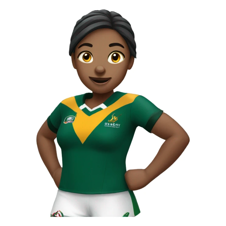 Girl wearing springbok rugby jersey cheering sticker