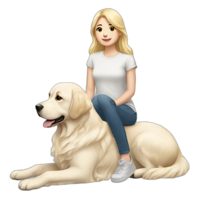 My girl sitting on a white golden retriver sticker