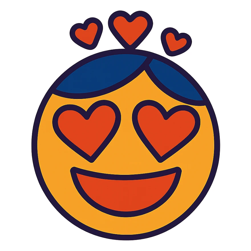 face bubbling with hearts sticker
