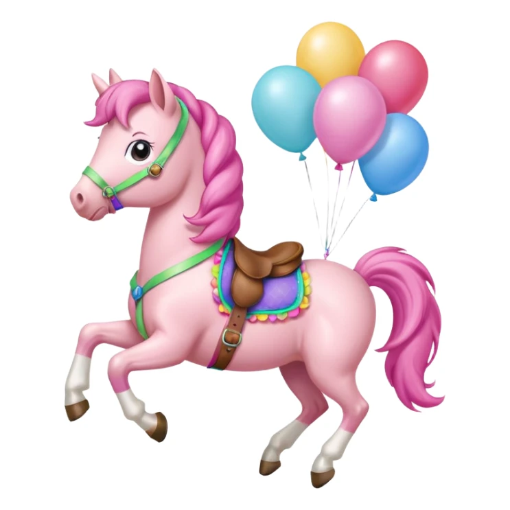 pinky pie mlp holding colorful balloons tied to its saddle, looking cheerful. sticker