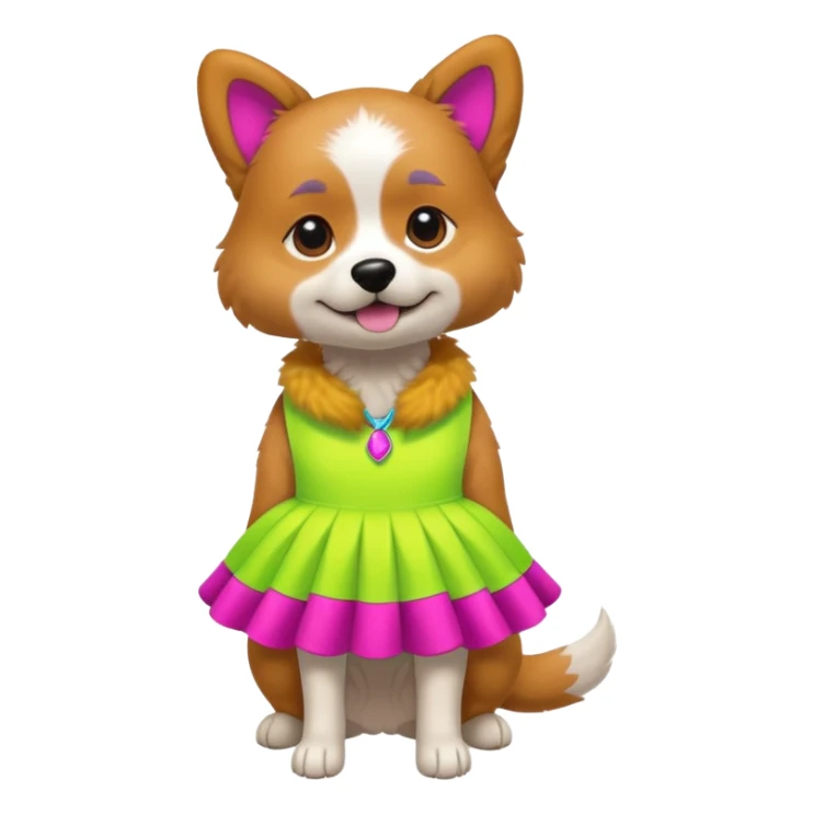 DOG wearring neon fashion dress sticker