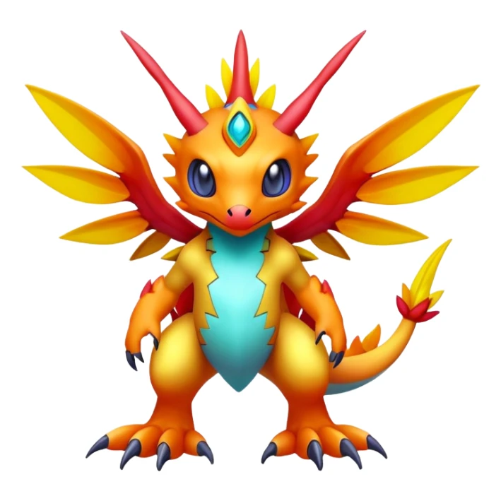 Colorful Exotic Pokémon-Digimon-Fakémon-hybrid-creature (full body) sticker