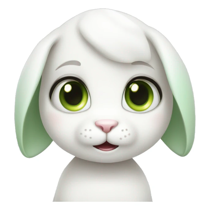Cute White bunny girl with light-green eyes curious and question symbol  sticker