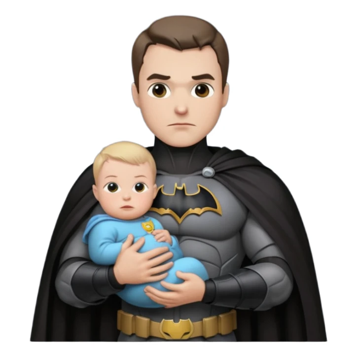 batman holding infant baby daughter sticker
