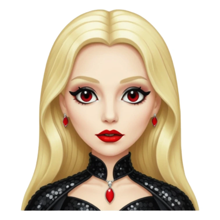 Countess Dracula with long blonde hair, black sequin outfit  sticker