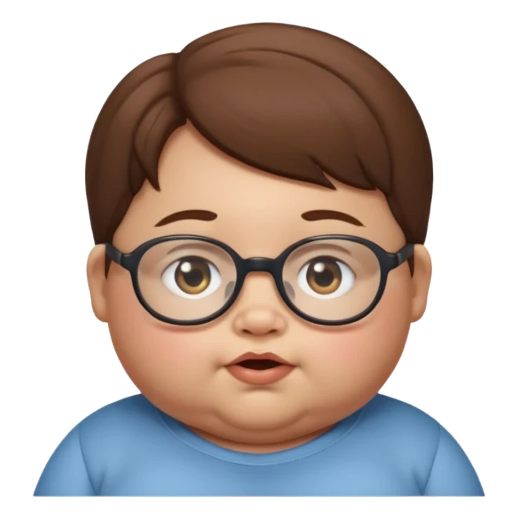 Fat baby with glasses and brown hair sticker