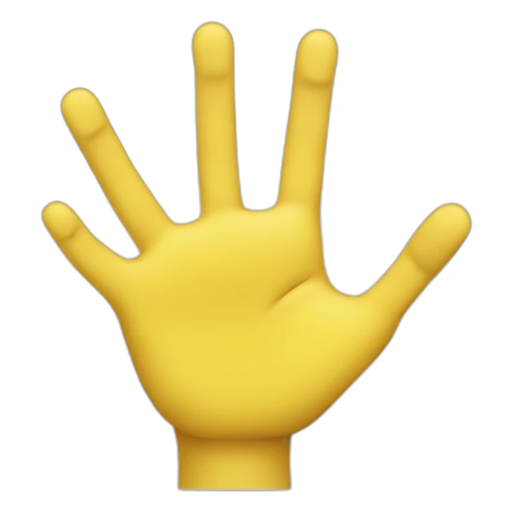 a yellow right hand with eight fingers on it sticker