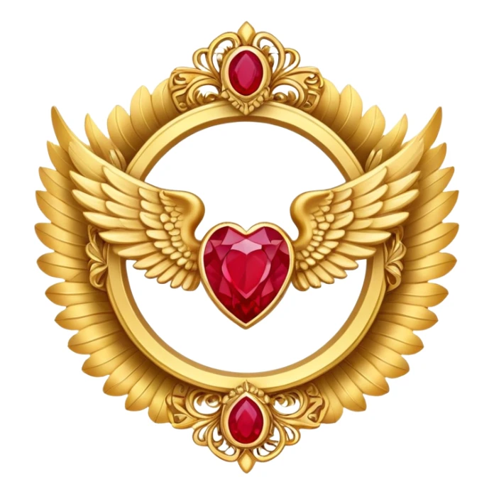 Third place award number in frame decorated with golden angel  wings and rubby stone sticker