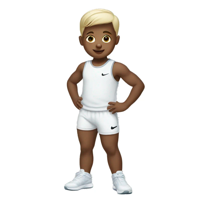 White baby boy wearing a Nike outfit sticker