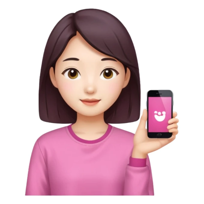 Korean girl beautiful and happy with a pink shirt sticker