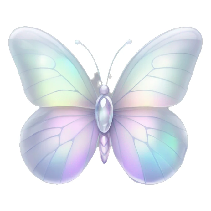 Pastel white iridescent glass crystal butterfly sticker