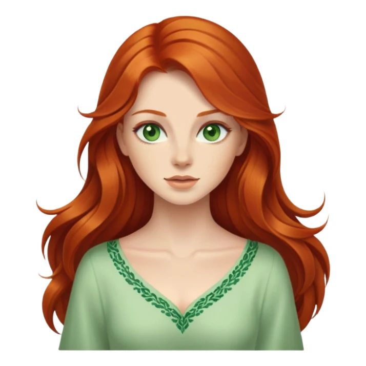 redhead with long hair and green eyes sticker