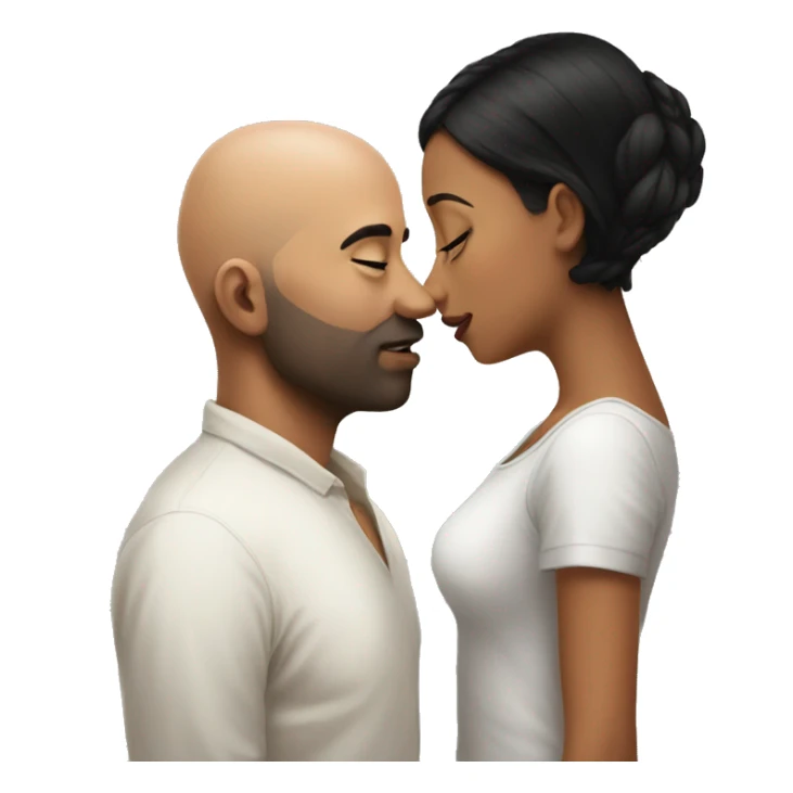 Bald man kissing black haired girl sticker