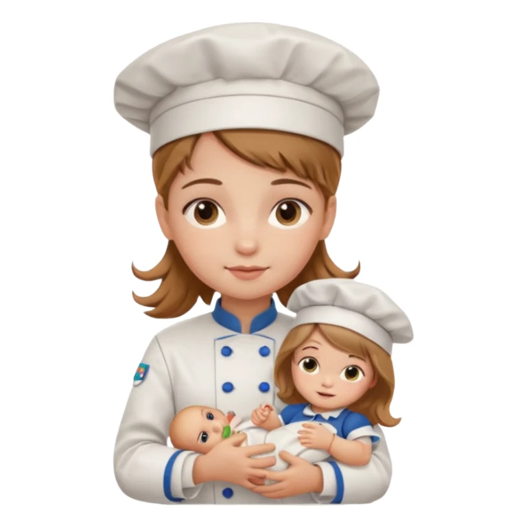 girl kid italian chef, uniform, holding babydoll sticker