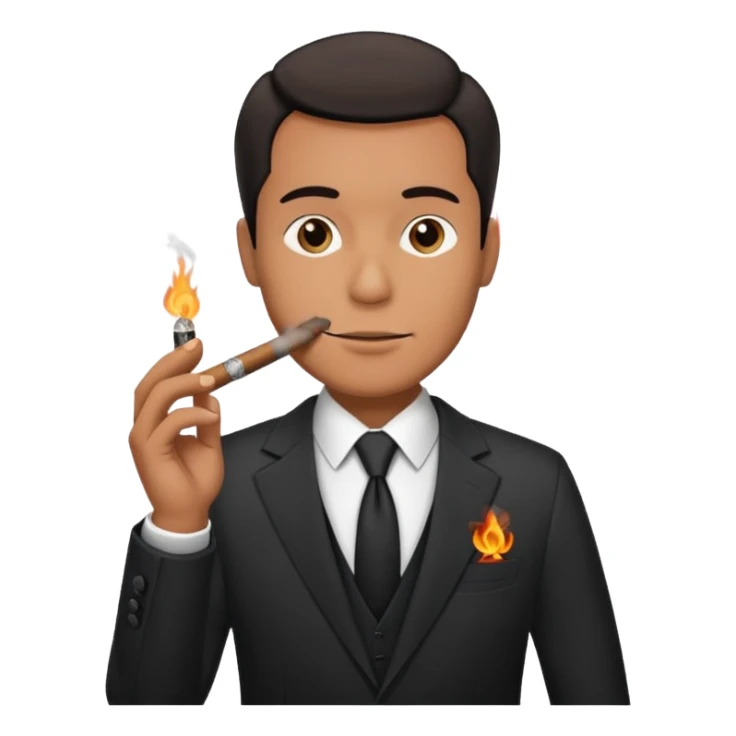 Draw a no smoking sign. Next to it, there is a man in a suit smoking a cigar. sticker