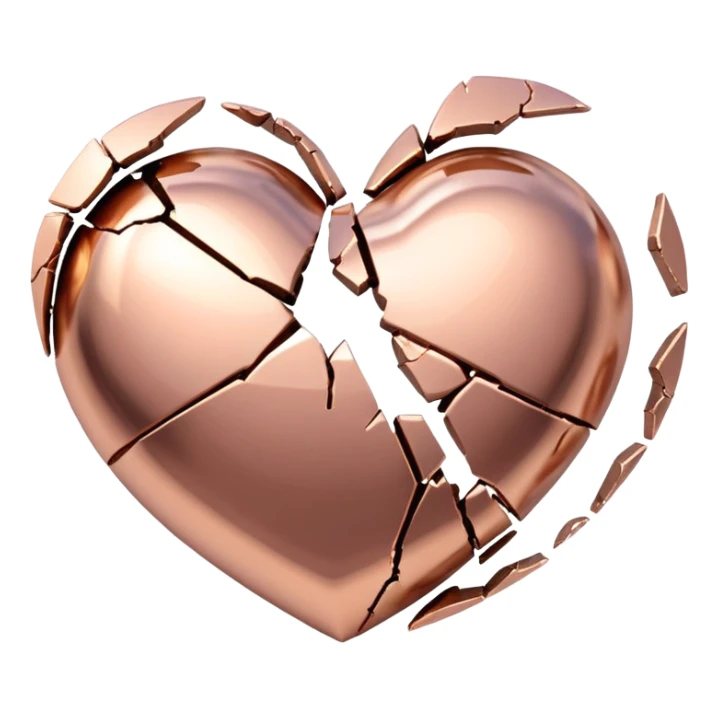 Rose gold heart with a cracked broken design sticker