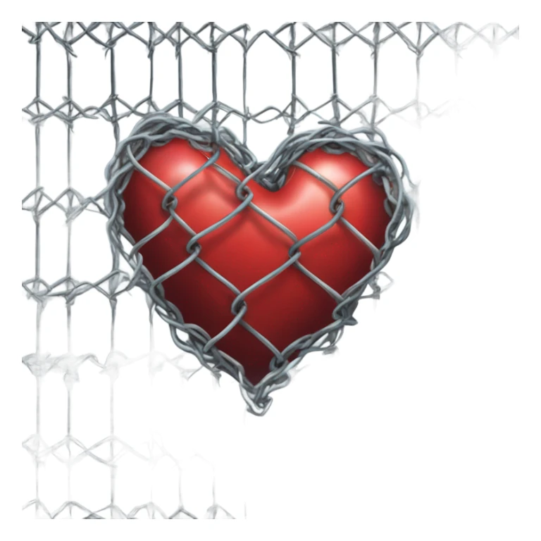 A heart encircled by chain link fence topped with razor wire  sticker
